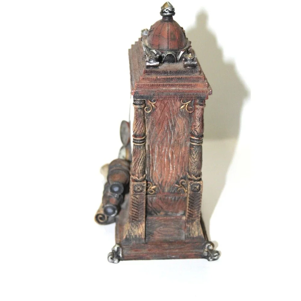 Vintage Antique Looking Mantle Clock Battery Powered Crown Binoculars Compass 7